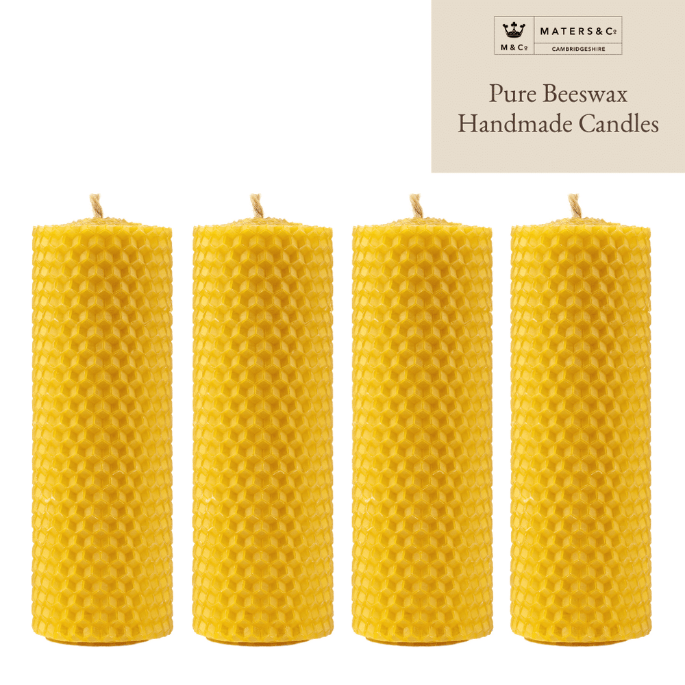 Pure Handmade Beeswax Pillar Candle 10cm x 3.5cm - Maters & Co