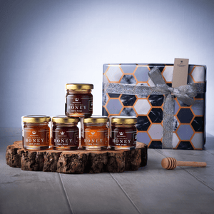 Strong Honey Taster Set - 5 Beautiful Sampler Jars & Mini Honey Dipper - Maters & Co