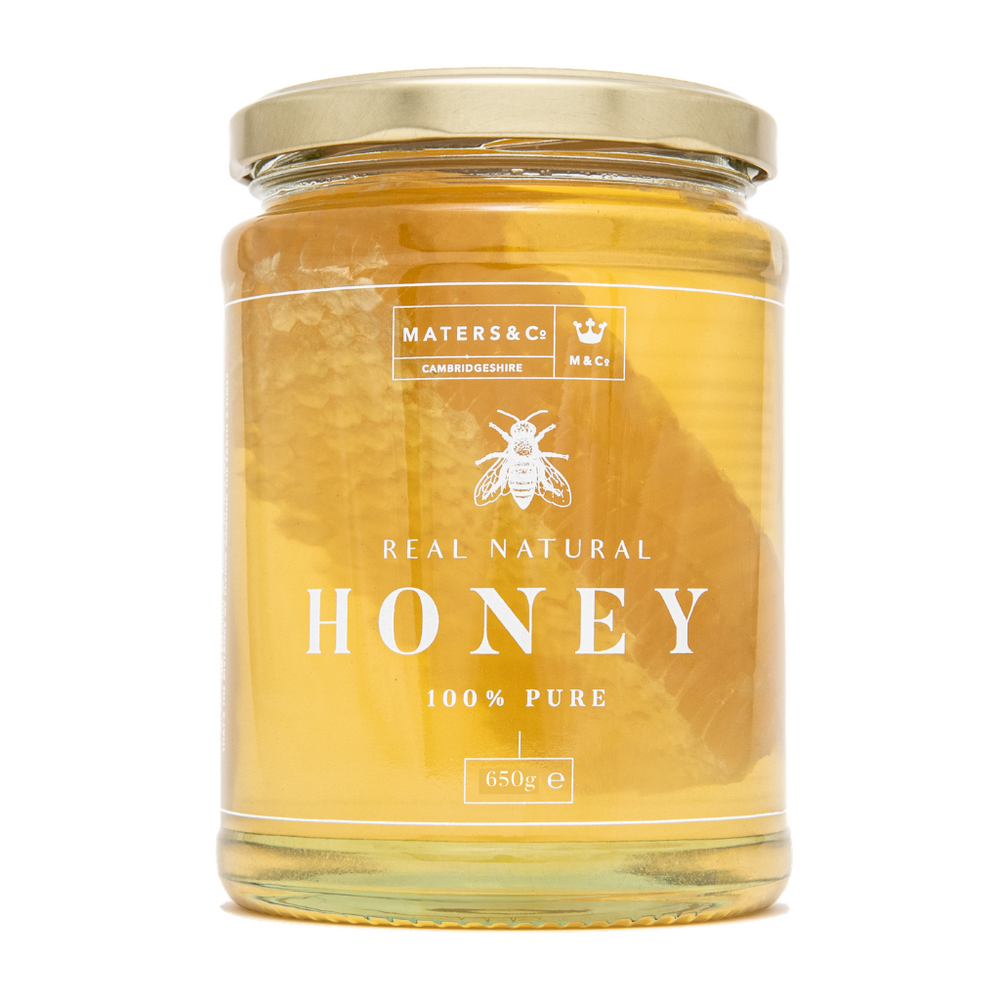 Pure Acacia Honey 650g jar with honeycomb