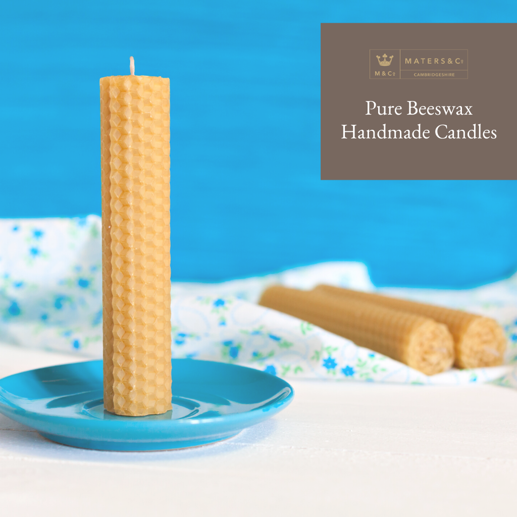 Pure Handmade Beeswax Pillar Candle 20cm x 3.5cm - Maters & Co