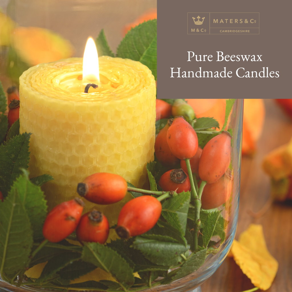 Pure Handmade Beeswax Chunky Candle 6cm x 6cm - Maters & Co